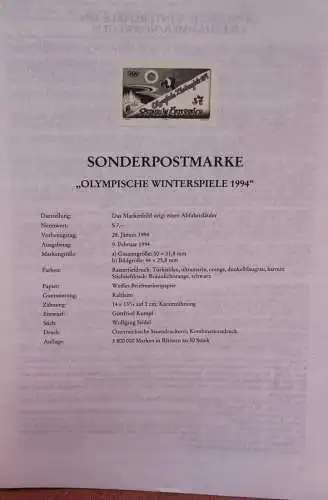 Schwarzdruck auf Schwarzdruckblatt Österreich 1994 zur Ausgabe: Olympische Winterspiele 1994