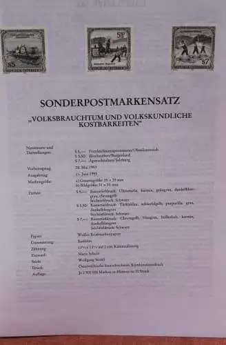 Schwarzdruck auf Schwarzdruckblatt Österreich 1993 zur Ausgabe: Volksbrauchtum und Volkskundliche Kostbarkeiten