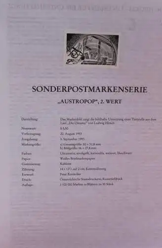 Schwarzdruck auf Schwarzdruckblatt Österreich 1993 zur Ausgabe: AUSTROPOP; 2. Wert