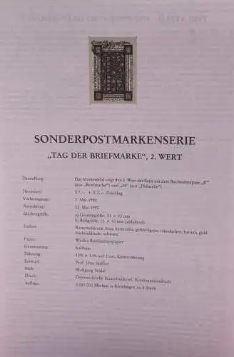 Schwarzdruck auf Schwarzdruckblatt Österreich 1992 zur Ausgabe: Tag der Briefmarke 1992