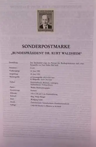 Schwarzdruck auf Schwarzdruckblatt Österreich 1992 zur Ausgabe: Bundespräsident Dr. Kurt Waldheim