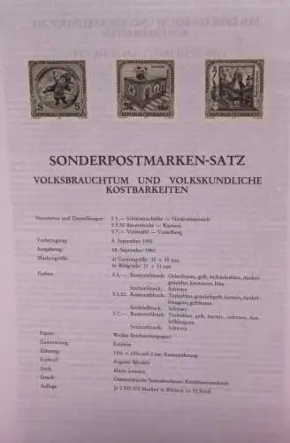 Schwarzdruck auf Schwarzdruckblatt Österreich 1992 zur Ausgabe: Volksbrauchtum und Volkskundliche Kostbarkeiten