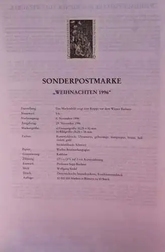 Schwarzdruck auf Schwarzdruckblatt Österreich 1996 zur Ausgabe: Weihnachten 1996