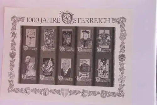 Schwarzdruck auf Schwarzdruckblatt Österreich 1996 zur Ausgabe: 1000 Jahre Österreich