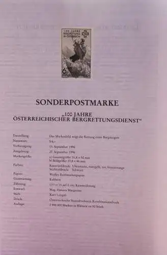 Schwarzdruck auf Schwarzdruckblatt Österreich 1996 zur Ausgabe: 100 Jahre Österreichischer Bergrettungsdienst