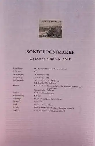 Schwarzdruck auf Schwarzdruckblatt Österreich 1996 zur Ausgabe: 75 Jahre Burgenland