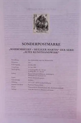 Schwarzdruck auf Schwarzdruckblatt Österreich 1999 zur Ausgabe: Altes Kunsthandwerk: Marmorrelief "Heiliger Martin"