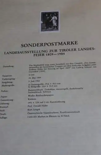 Schwarzdruck auf Schwarzdruckblatt Österreich 1984 zur Ausgabe: Landesausstellung zur Tiroler Landes-Feier