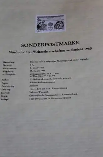 Schwarzdruck auf Schwarzdruckblatt Österreich 1985 zur Ausgabe: Nordische Skiweltmeisterschaften - Seefeld 1985