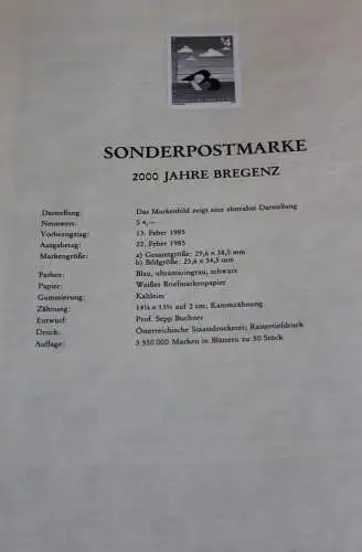 Schwarzdruck auf Schwarzdruckblatt Österreich 1985 zur Ausgabe: 2000 Jahre Bregenz