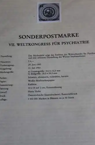 Schwarzdruck auf Schwarzdruckblatt Österreich 1983 zur Ausgabe: Weltkongress für Psychiatrie