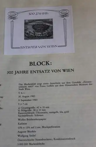 Schwarzdruck auf Schwarzdruckblatt Österreich 1983 zur Ausgabe: Block 300 Jahre Entsatz von Wien