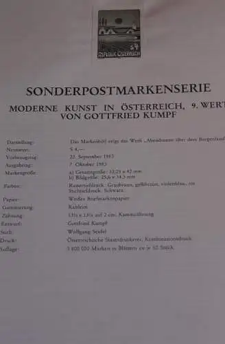 Schwarzdruck auf Schwarzdruckblatt Österreich 1983 zur Ausgabe: Moderne Kunst in Österreich: Gottfried Kumpf