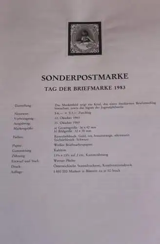 Schwarzdruck auf Schwarzdruckblatt Österreich 1983 zur Ausgabe: Tag der Briefmarke 1983
