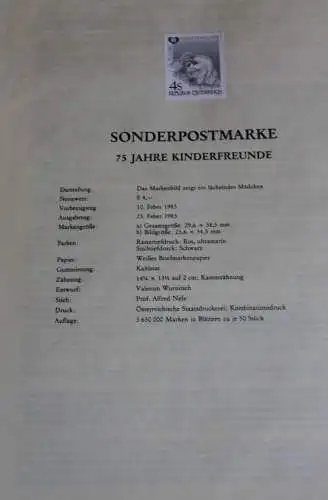 Schwarzdruck auf Schwarzdruckblatt Österreich 1983 zur Ausgabe: 75 Jahre Kinderfreunde