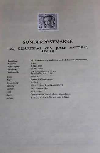 Schwarzdruck auf Schwarzdruckblatt Österreich 1983 zur Ausgabe: 100. Geburtstag Josef Matthias Hauer