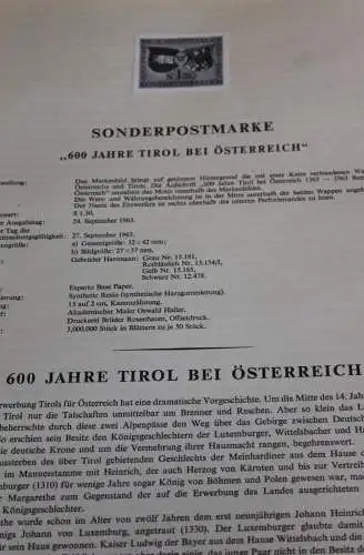 Schwarzdruck auf Schwarzdruckblatt Österreich 1963 zur Ausgabe: 600 Jahre Tirol bei Österreich