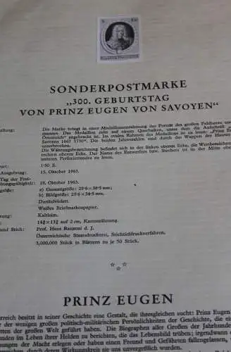 Schwarzdruck auf Schwarzdruckblatt Österreich 1963 zur Ausgabe: Prinz Eugen von Savoyen