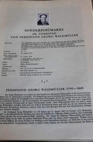 Schwarzdruck auf Schwarzdruckblatt Österreich 1965 zur Ausgabe: 100. Todestag Ferdinand G. Waldmüller