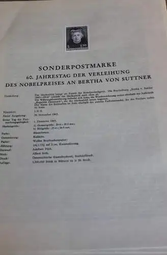 Schwarzdruck auf Schwarzdruckblatt Österreich 1965 zur Ausgabe: Nobelpreis für Bertha von Suttner