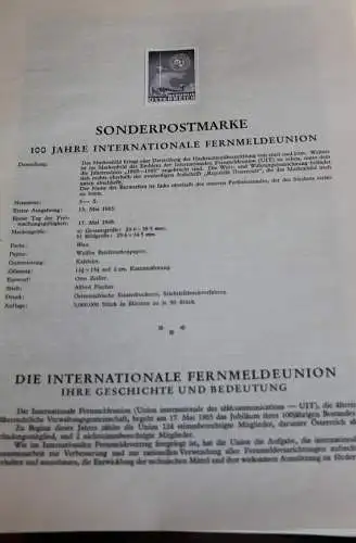 Schwarzdruck auf Schwarzdruckblatt Österreich 1965 zur Ausgabe: 100 Jahre Internationale Fernmeldeunion