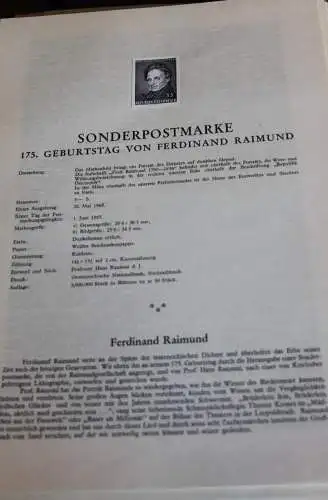 Schwarzdruck auf Schwarzdruckblatt Österreich 1965 zur Ausgabe: 175. Geburtstag Ferdinand Raimund