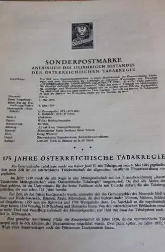 Schwarzdruck auf Schwarzdruckblatt Österreich 1959 zur Ausgabe: 175 Jahre Österreichische Tabakregie