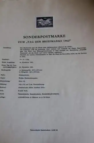 Schwarzdruck auf Schwarzdruckblatt Österreich 1962 zur Ausgabe: Tag der Briefmarke 1962