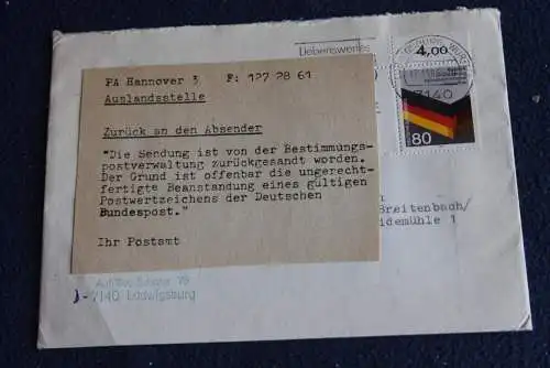 Postkriegsbeleg BRD - DDR 1986