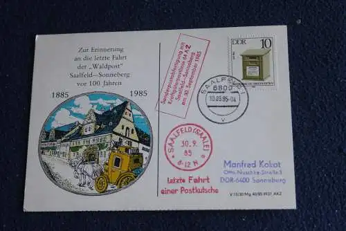 Postkutschenförderung der Waldpost von Saalfeld nach Sonneberg 1985