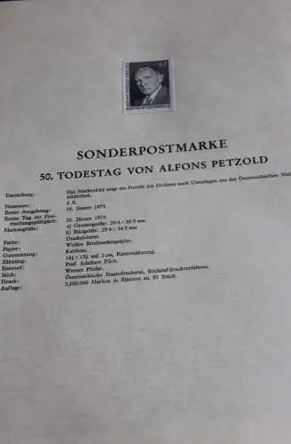 Schwarzdruck auf Schwarzdruckblatt Österreich 1973 zur Ausgabe: 50. Todestag Alfons Petzold