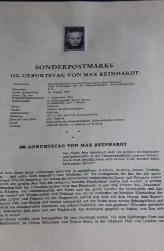 Schwarzdruck auf Schwarzdruckblatt Österreich 1973 zur Ausgabe: 100. Geburtstag Max Reinhardt