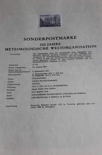 Schwarzdruck auf Schwarzdruckblatt Österreich 1973 zur Ausgabe: 100 Jahre Meteorlogische Weltorganisation