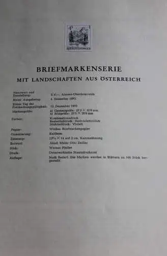 Schwarzdruck auf Schwarzdruckblatt Österreich 1973 zur Ausgabe: Landschaften aus Österreich; 4 S