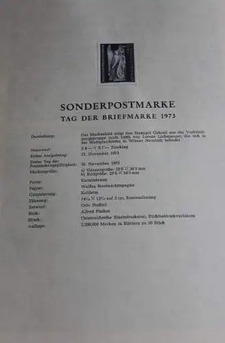 Schwarzdruck auf Schwarzdruckblatt Österreich 1973 zur Ausgabe: Tag der Briefmarke 1973
