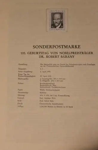 Schwarzdruck auf Schwarzdruckblatt Österreich 1976 zur Ausgabe: 100. Geburtstag Dr. Robert Barany