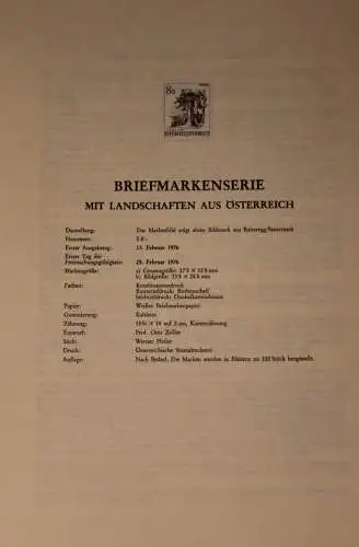 Schwarzdruck auf Schwarzdruckblatt Österreich 1976 zur Ausgabe: Landschaften aus Österreich; 8 S