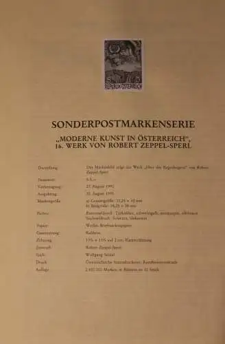 Schwarzdruck auf Schwarzdruckblatt Österreich 1990 zur Ausgabe: Moderne Kunst in Österreich: Robert Zeppel-Sperl