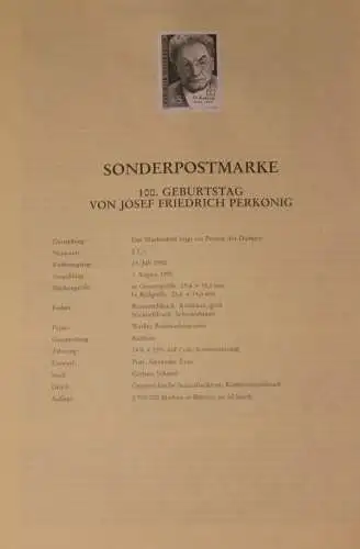 Schwarzdruck auf Schwarzdruckblatt Österreich 1990 zur Ausgabe: 100. Geburtstag Josef Fr. Perkonig