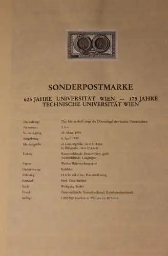 Schwarzdruck auf Schwarzdruckblatt Österreich 1990 zur Ausgabe: 625 Jahre Technische Universität Wien