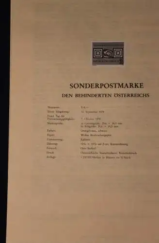 Schwarzdruck auf Schwarzdruckblatt Österreich 1978 zur Ausgabe: Sonderpostmarke den Behinderten Österreichs