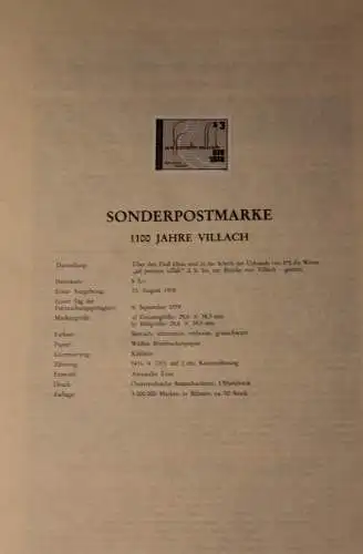 Schwarzdruck auf Schwarzdruckblatt Österreich 1978 zur Ausgabe: 1100 Jahre Villach
