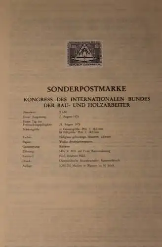 Schwarzdruck auf Schwarzdruckblatt Österreich 1978 zur Ausgabe: Kongress der Bau- und Holzarbeiter