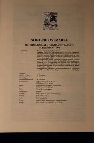 Schwarzdruck auf Schwarzdruckblatt Österreich 1978 zur Ausgabe: Internationale Jagdausstellung Marchegg 1978