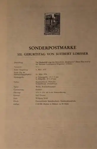 Schwarzdruck auf Schwarzdruckblatt Österreich 1978 zur Ausgabe: 100. Geburtstag Suitbert Lobisser