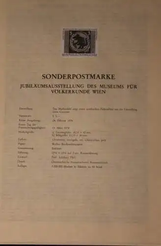 Schwarzdruck auf Schwarzdruckblatt Österreich 1978 zur Ausgabe: Museum für Völkerkunde