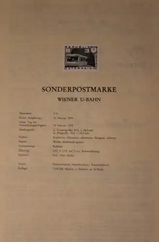 Schwarzdruck auf Schwarzdruckblatt Österreich 1978 zur Ausgabe: Wiener U-Bahn