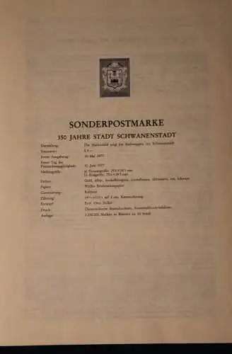 Schwarzdruck auf Schwarzdruckblatt Österreich 1977 zur Ausgabe: 350 Jahre Stadt Schwanenstadt