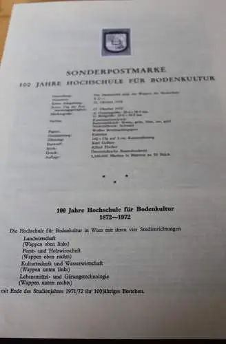 Österreich Schwarzdruck auf Schwarzdruckblatt 1972 zur Ausgabe: Hochschule für Bodenkultur