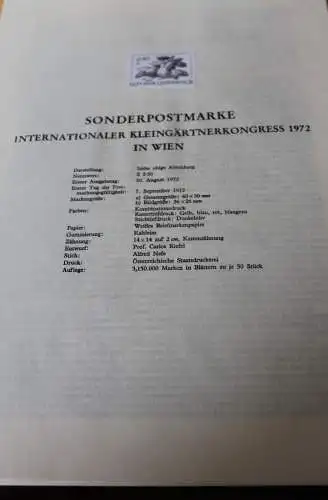 Österreich Schwarzdruck auf Schwarzdruckblatt 1972 zur Ausgabe: Kleingärtnerkongress Wien 1972